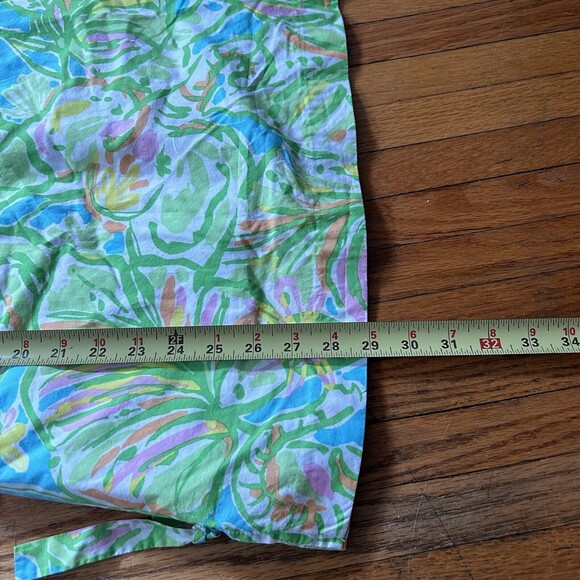 Lilly Pulitzer Girl's Sheath Dress Monstera Print 14 Green Gold Preppy Girly - Picture 6 of 6